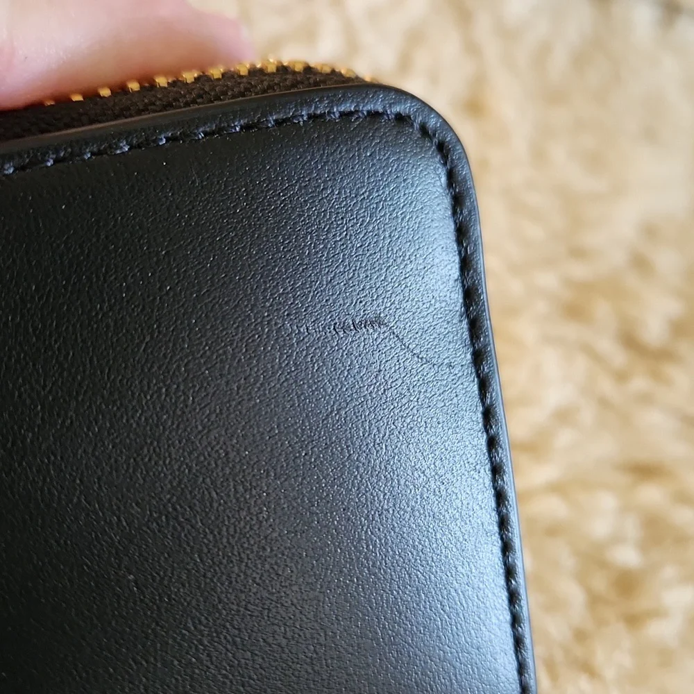 NWT IOB Coach Black Smooth Leather Slim Accordian Zippered Wallet 🖤💛🎁 - Picture 14 of 16
